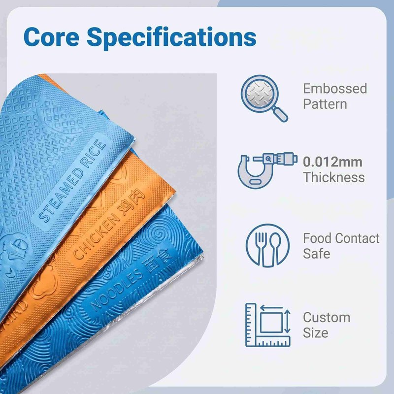 Custom Printed Embossed Aluminum Foil Sheets 220×180mm – Airline Catering Bulk - image 2