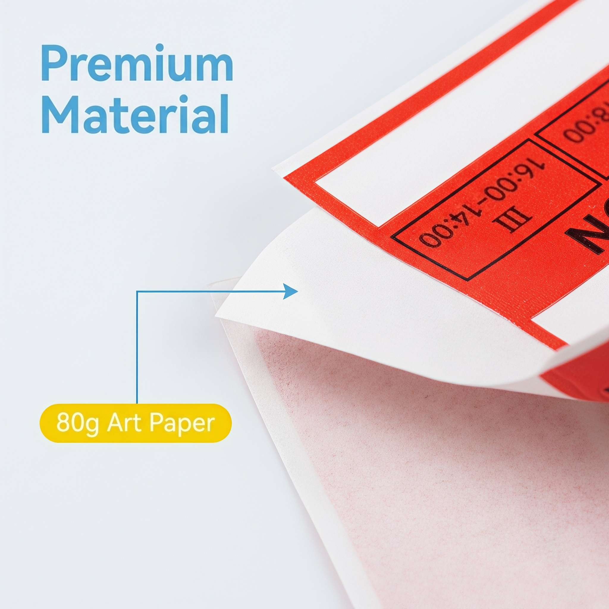 Premium paper material of day-of-the-week removable labels - close-up texture